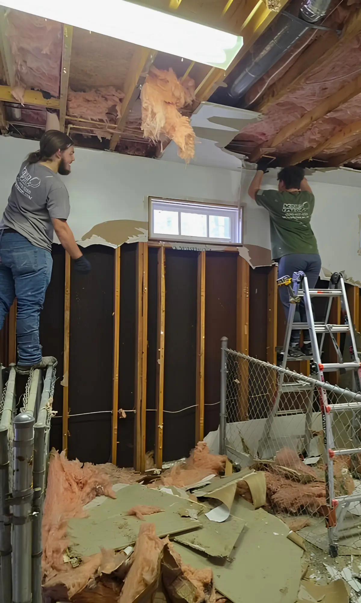 Mold remediation conducting extensive demolition work during a mold remediation project