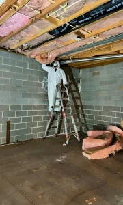 Mold Patrol removing moldy insulation after water damage