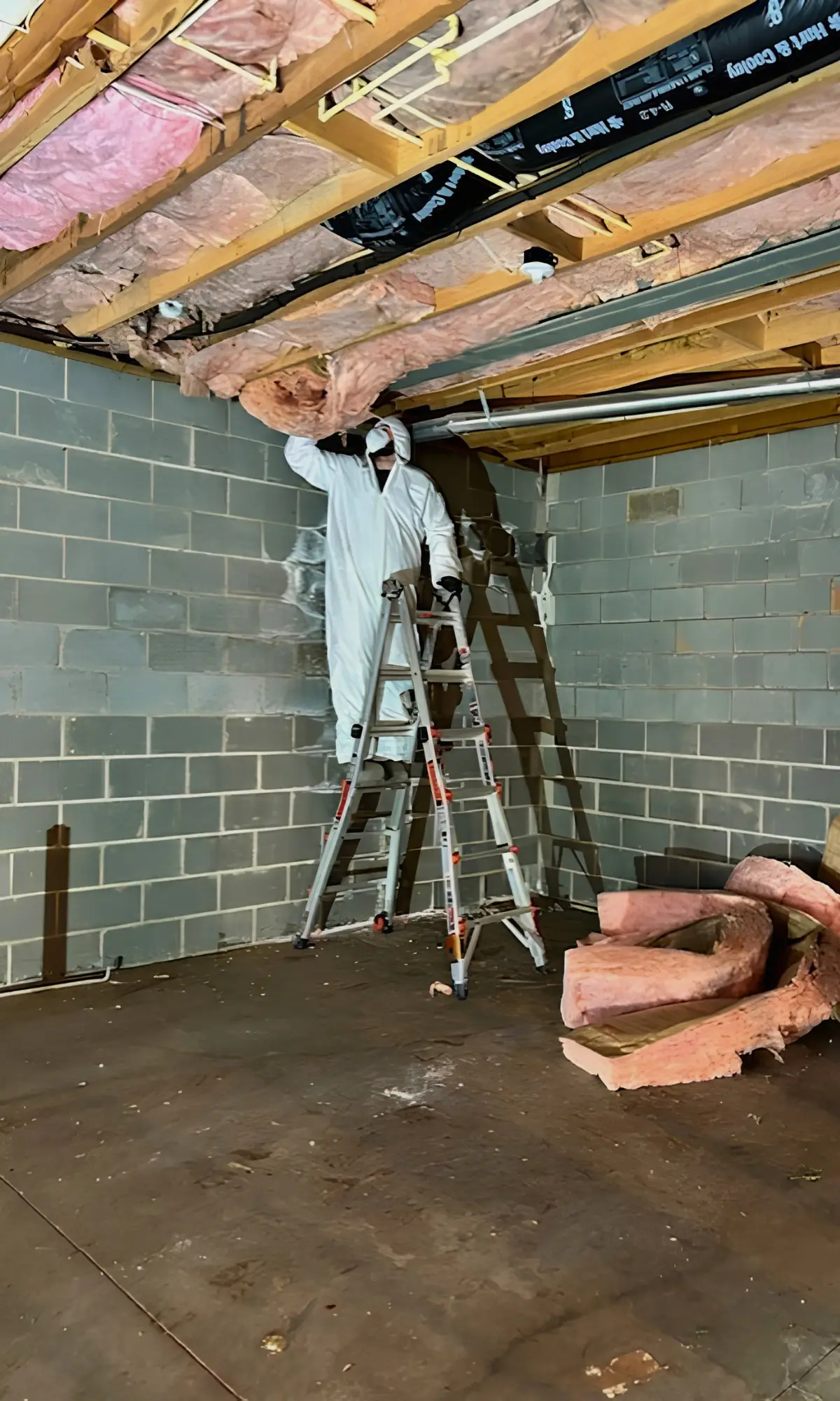 Mold Patrol removing moldy insulation after water damage