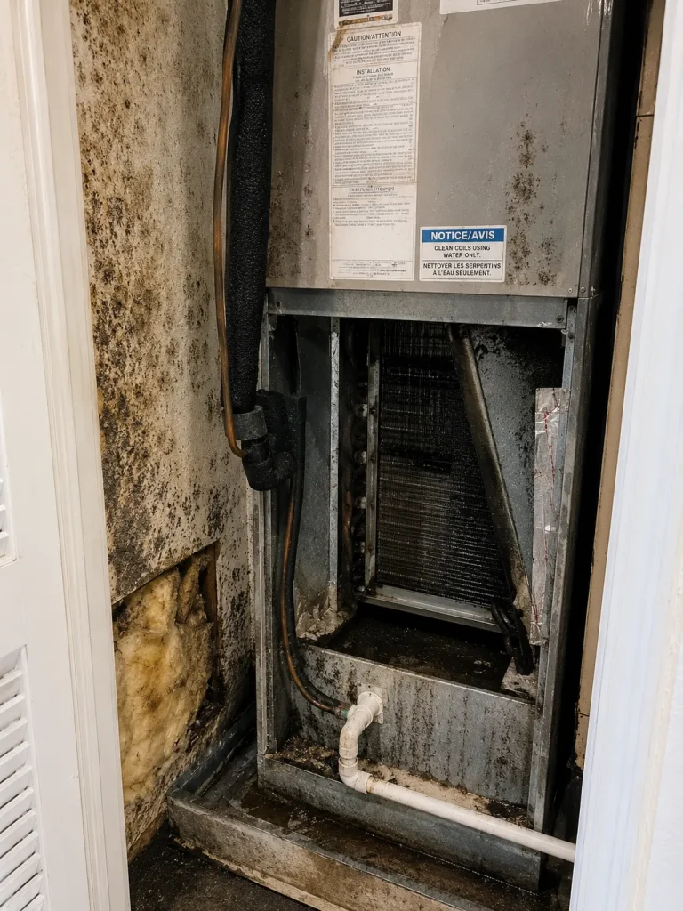 Mold growing in an HVAC air handler
